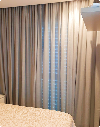 Projeto de decoração com cortinas e capas coordenadas Bellosguardo