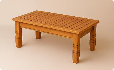 Mesa de centro rústica artesanal para sala de estar luxuosa